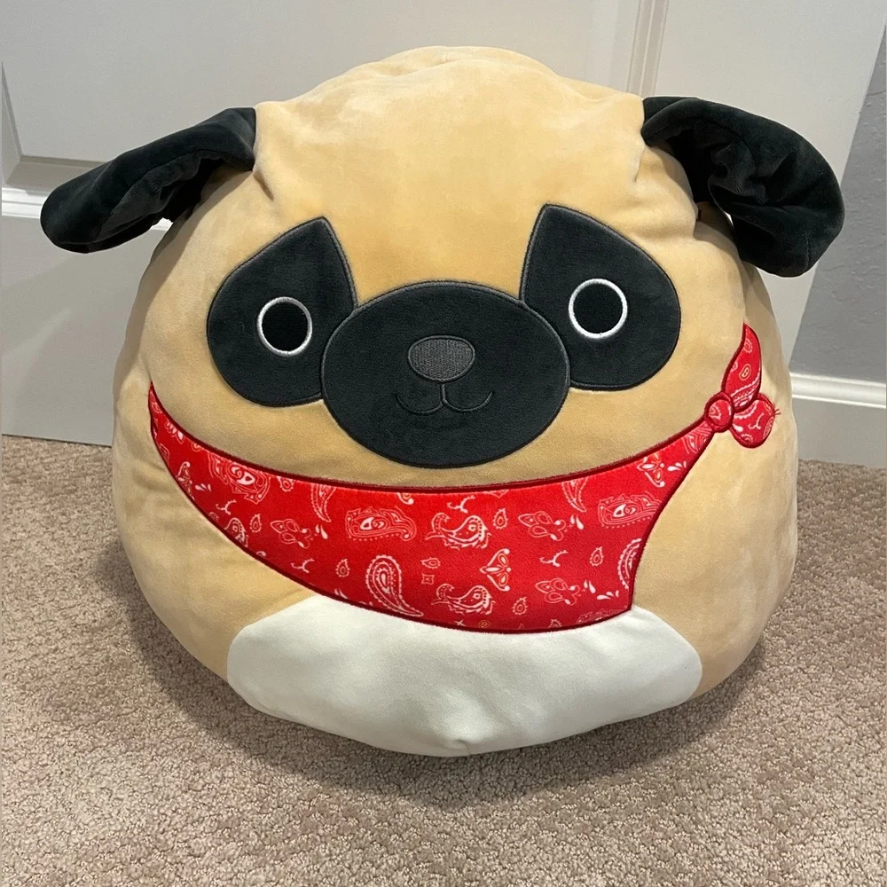 Pug Dog Toy with Red Bandana Squishmallow